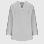 Camisa feminina fluida manga longa gola redonda corte relaxado