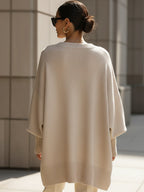 Camisola oversize mulher relaxed fit com gola redonda canelada