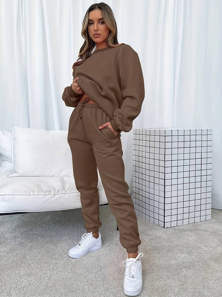 Conjunto loungewear feminino 2 peças macio confortável corte amplo
