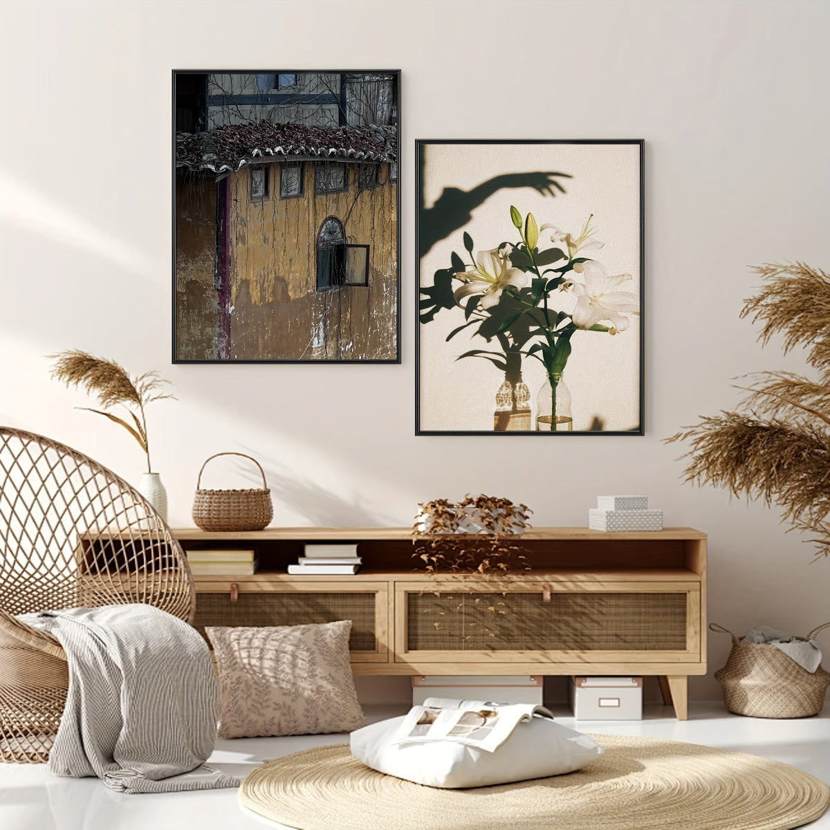 Moldura para foto clássica preta para parede e mesa, retangular 30x46cm