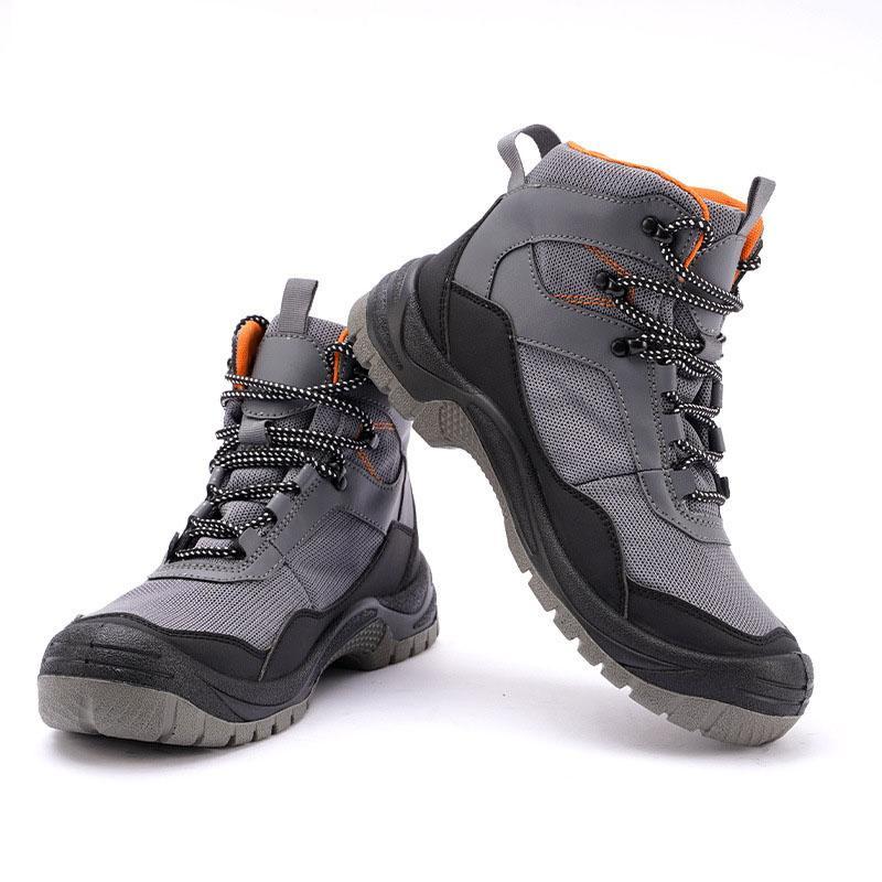 Sapatos de segurança com biqueira de aço e malha respirável antifuros ISO 20345