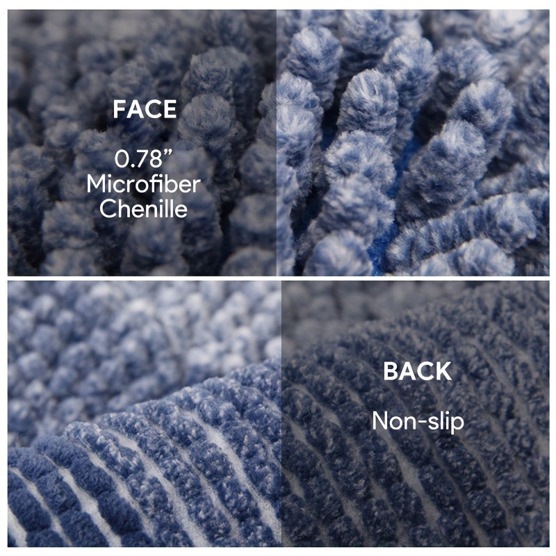 Tapete de banho em chenille antiderrapante e absorvente, lavável à máquina