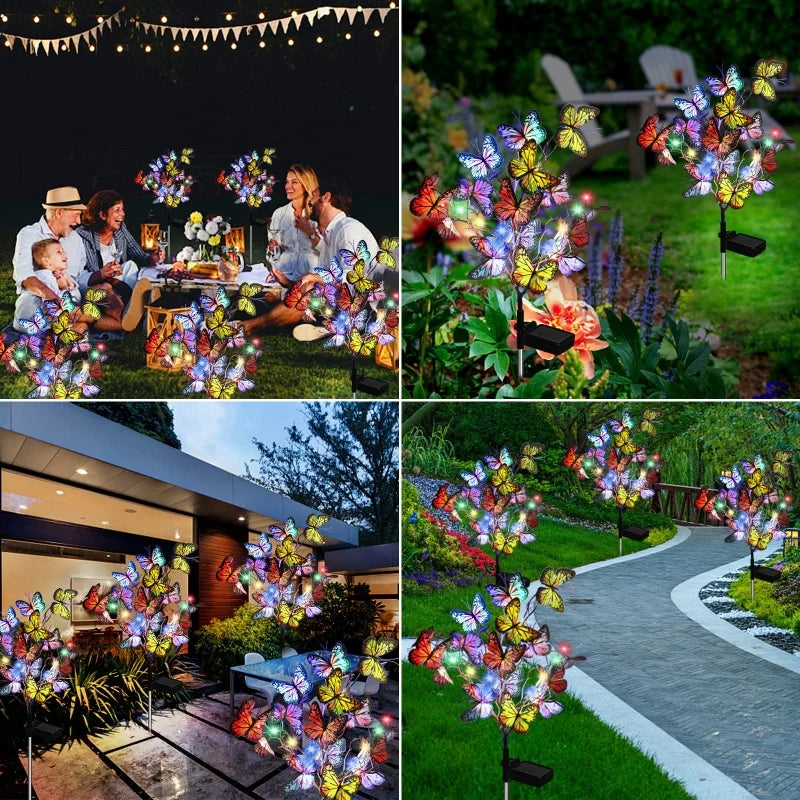 Luzes solares de borboleta para jardim, 56 LEDs, IP65, decoração exterior