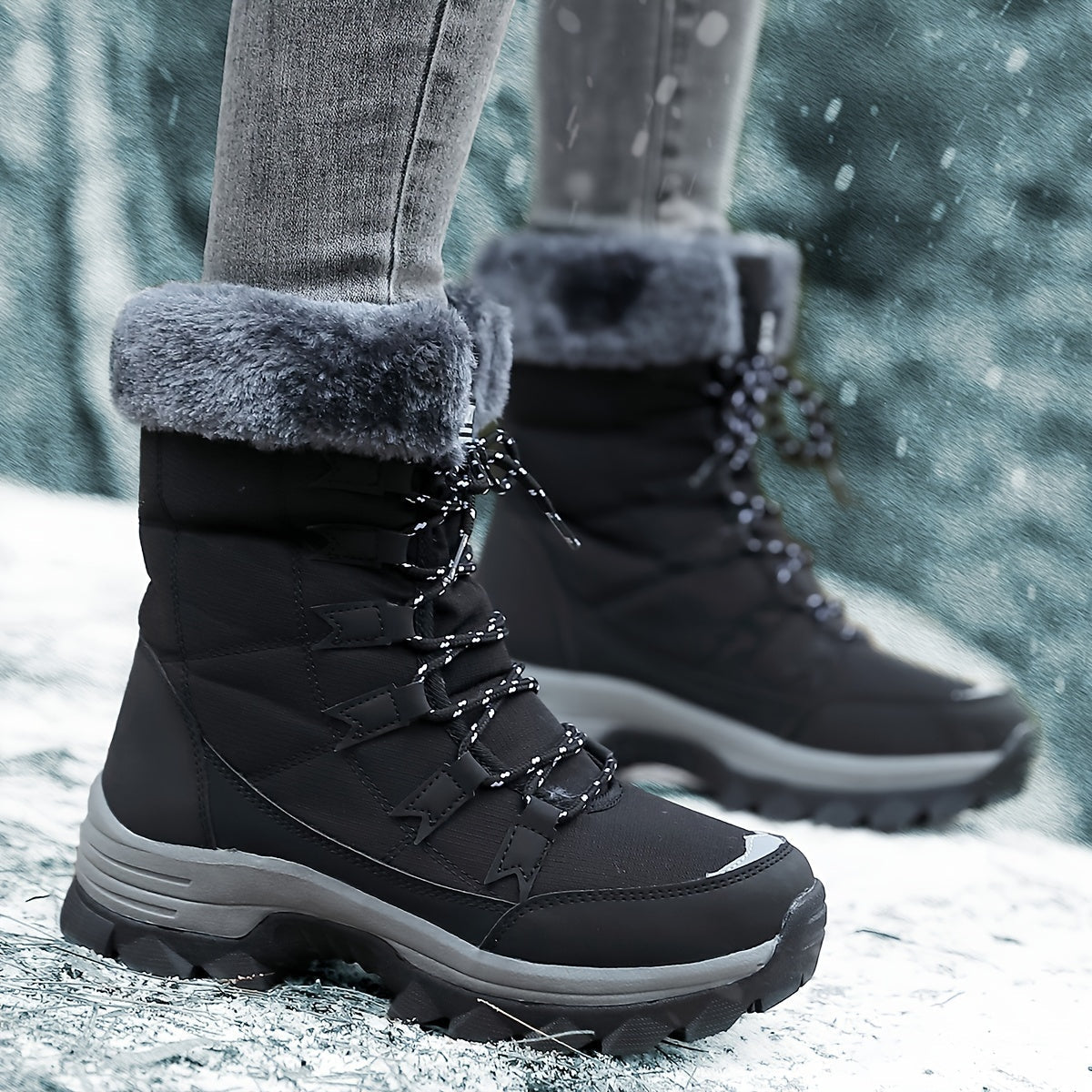 Botas de inverno femininas impermeáveis forradas antiderrapante