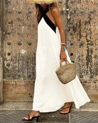 Vestido maxi decote cruzado costas abertas feminino elegante para ocasião especial