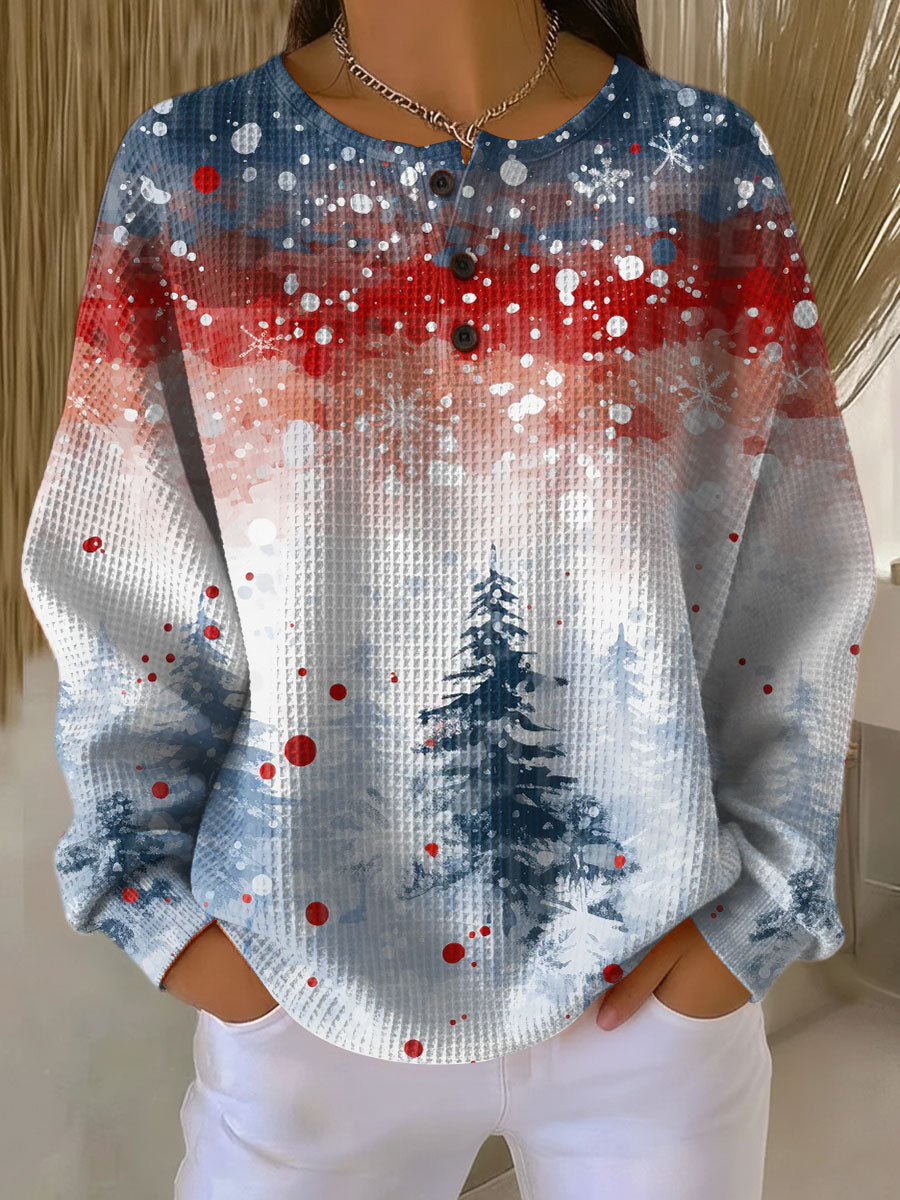 Camisola de natal mulher malha relaxada estampado natalício multicolor