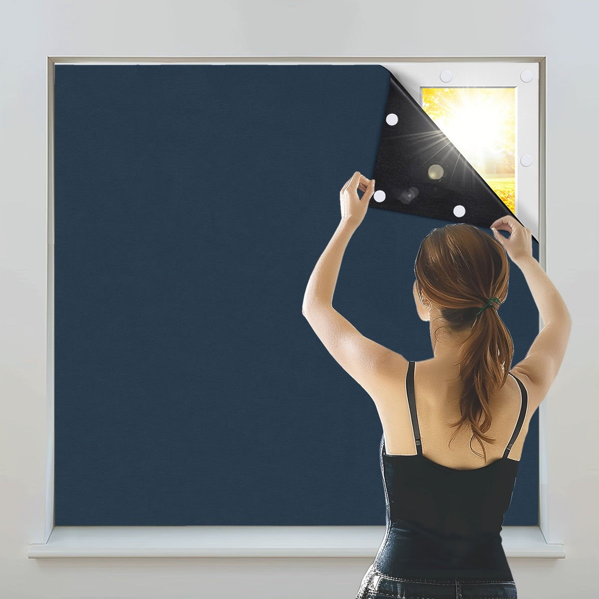 Cortinas blackout portáteis sem fios em poliéster para quarto e sala