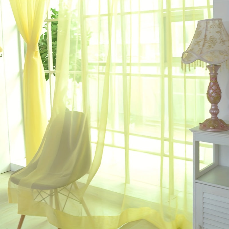 Cortinas de voile floral semitransparentes 200x100cm com ilhós, 2 painéis decorativos