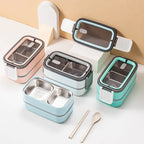 Lunchbox bento aço inoxidável 2 camadas, organizada e compacta