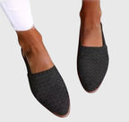 Sapatilhas femininas trançadas slingback bico fino com alça ajustável