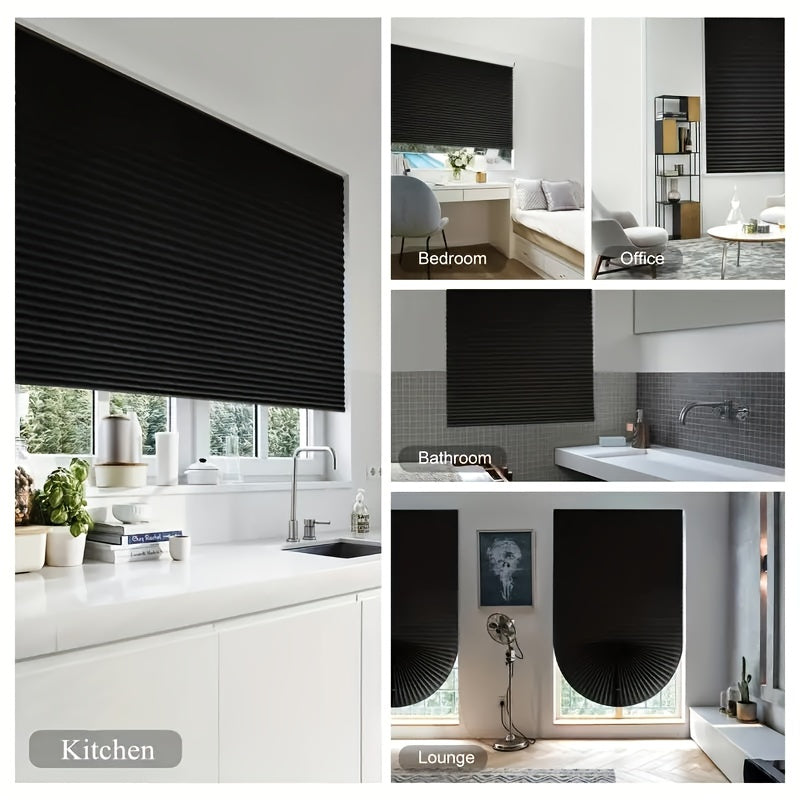 Cortina blackout sem fio plissada para quarto e sala, filtragem de luz, contemporânea