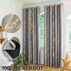 Cortinas blackout padrão mármore com folha de ouro para quarto e sala de estar