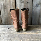 Botas de outono femininas cano alto couro resistente à água estilo ocidental