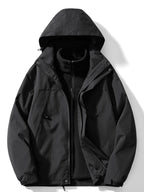 Jaqueta outdoor 3 em 1 impermeável corta-vento com forro polar removível e capuz