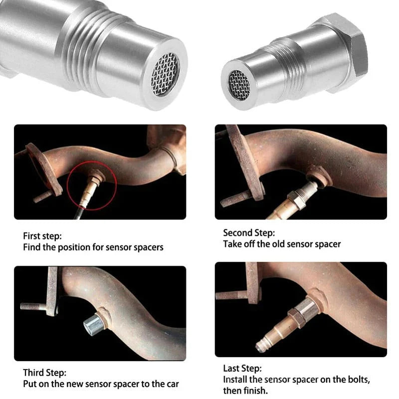 Adaptador Sensor O2 elimina luz check engine rosca M18x1.5 aço inoxidável