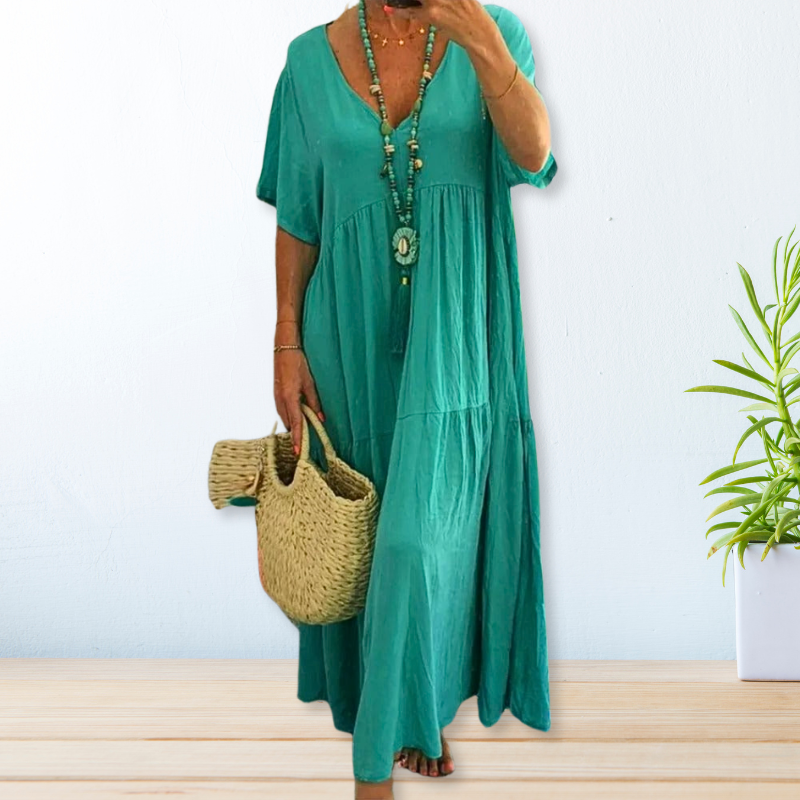Vestido feminino de algodão casual versátil