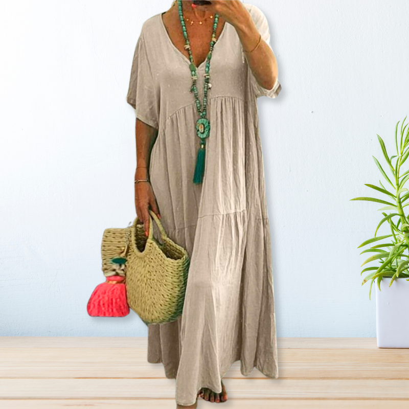 Vestido feminino de algodão casual versátil