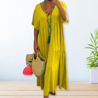 Vestido feminino de algodão casual versátil