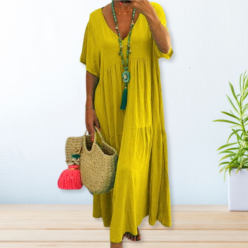 Vestido feminino de algodão casual versátil