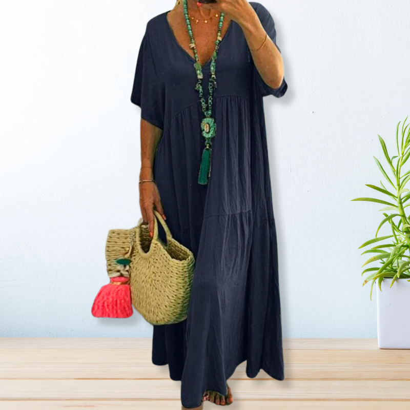 Vestido feminino de algodão casual versátil