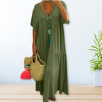 Vestido feminino de algodão casual versátil