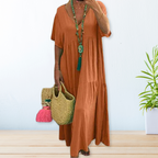 Vestido feminino de algodão casual versátil