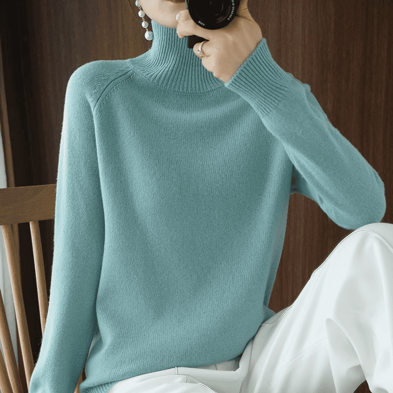 Camisola de gola alta mulher inverno manga comprida