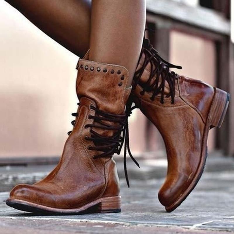 Botins femininos de atacadores clássicos tornozelo confortáveis