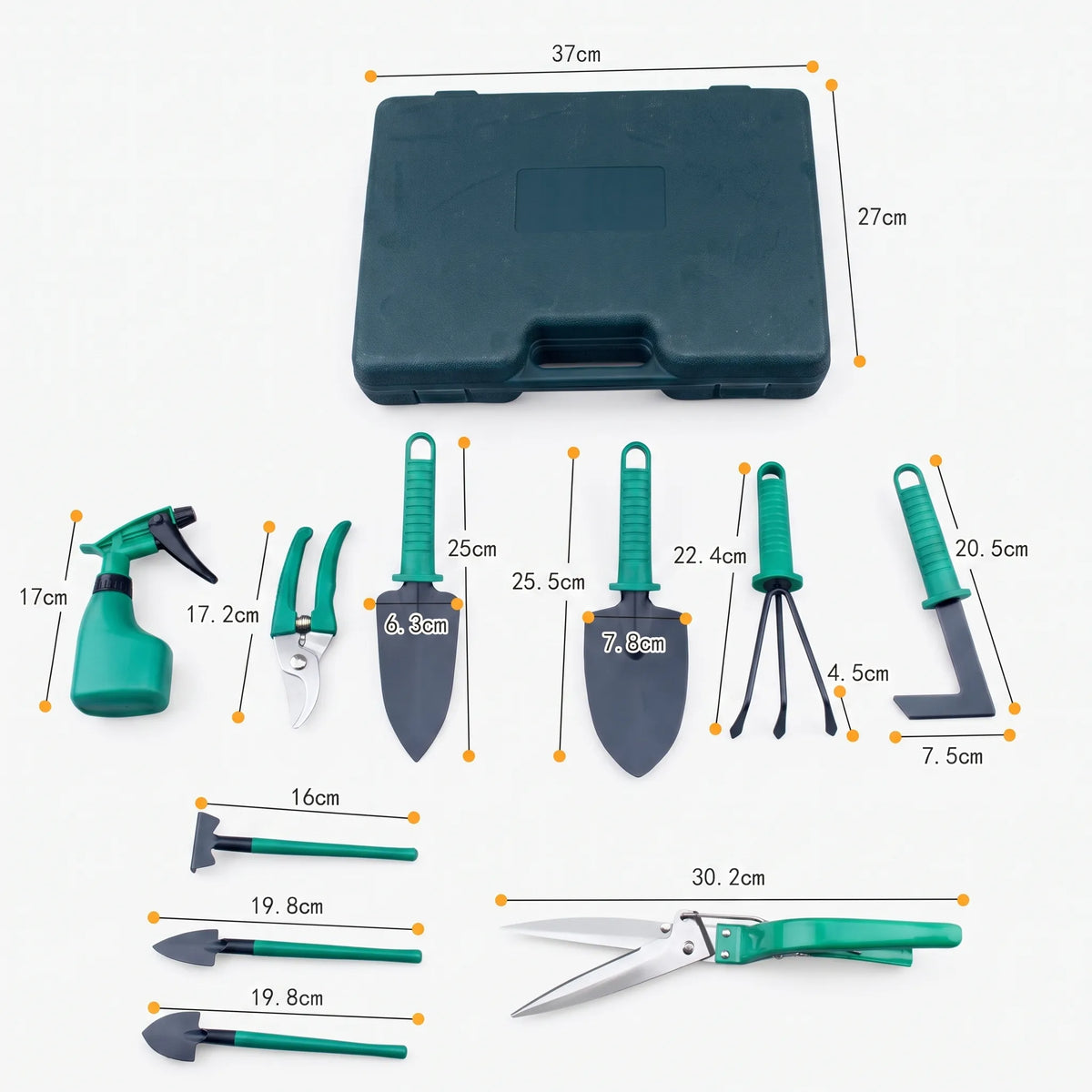Kit de jardinagem 10 peças com mala de transporte e ferramentas completas para jardim
