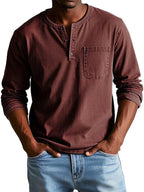 Camisa henley manga longa homem corte relaxado casual