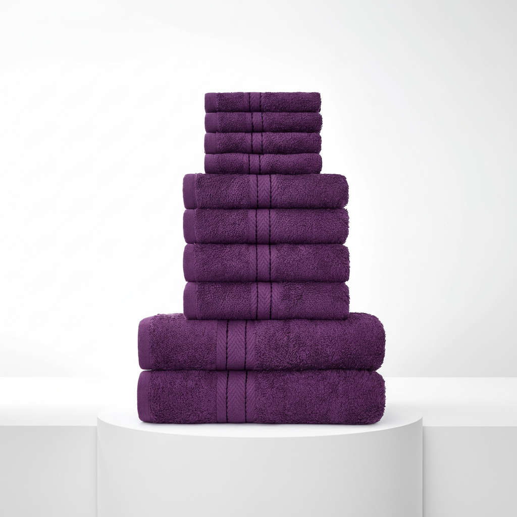 Conjunto de toalhas 10 peças em algodão egípcio 450 g/m², alta absorção e secagem rápida