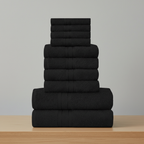 Conjunto de toalhas 10 peças em algodão egípcio 450 g/m², alta absorção e secagem rápida