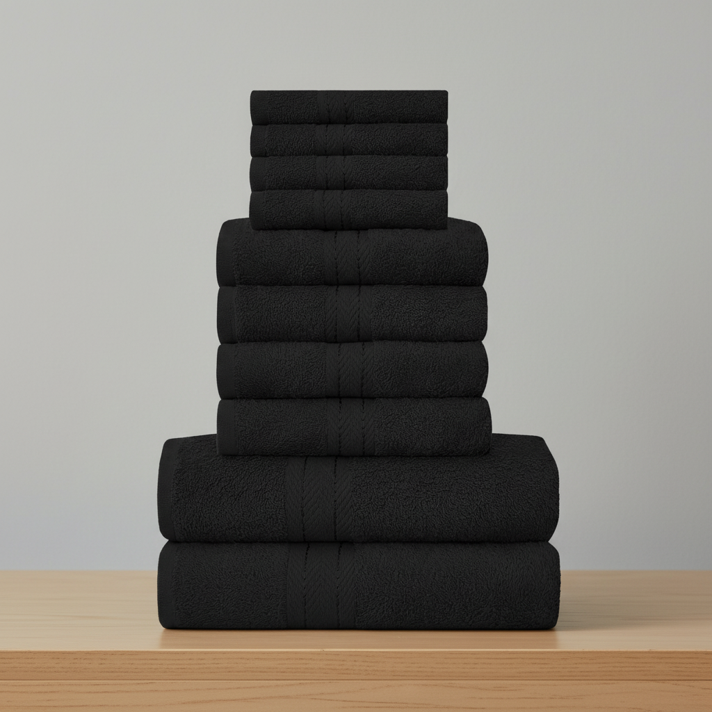 Conjunto de toalhas 10 peças em algodão egípcio 450 g/m², alta absorção e secagem rápida