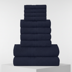 Conjunto de toalhas 10 peças em algodão egípcio 450 g/m², alta absorção e secagem rápida
