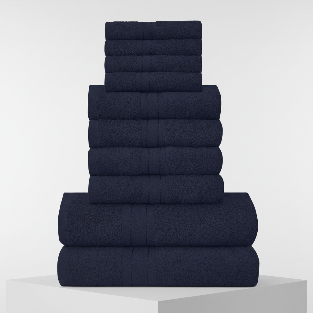 Conjunto de toalhas 10 peças em algodão egípcio 450 g/m², alta absorção e secagem rápida