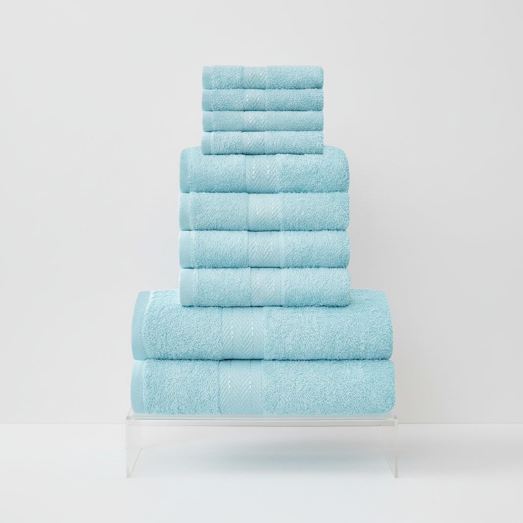 Conjunto de toalhas 10 peças em algodão egípcio 450 g/m², alta absorção e secagem rápida
