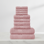 Conjunto de toalhas 10 peças em algodão egípcio 450 g/m², alta absorção e secagem rápida