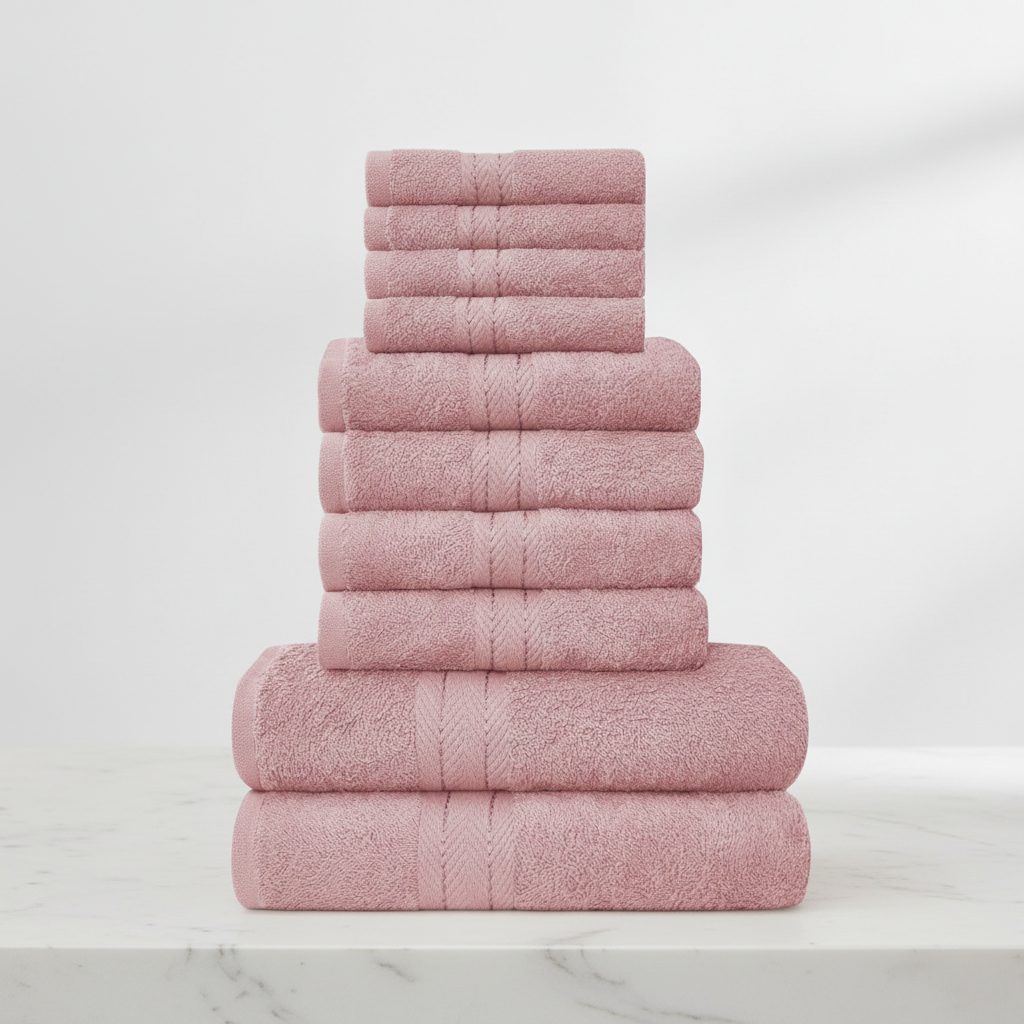 Conjunto de toalhas 10 peças em algodão egípcio 450 g/m², alta absorção e secagem rápida