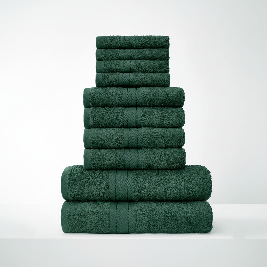Conjunto de toalhas 10 peças em algodão egípcio 450 g/m², alta absorção e secagem rápida