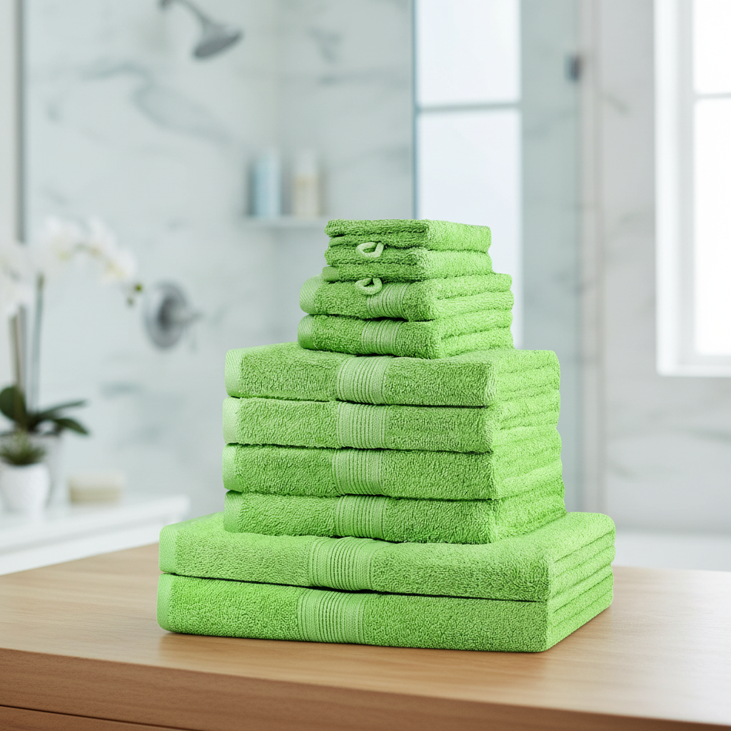 Conjunto de toalhas 10 peças 100% algodão, macio e absorvente para uso diário