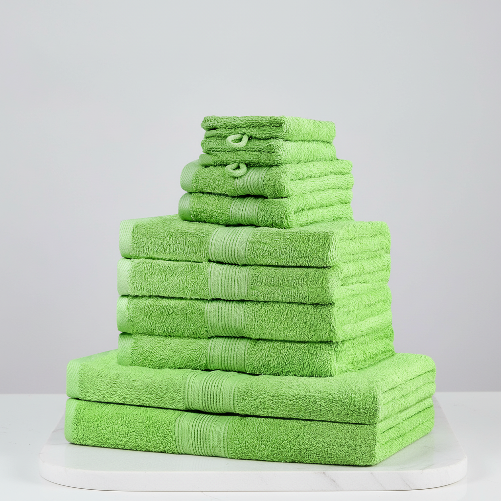 Conjunto de toalhas 10 peças 100% algodão, macio e absorvente para uso diário