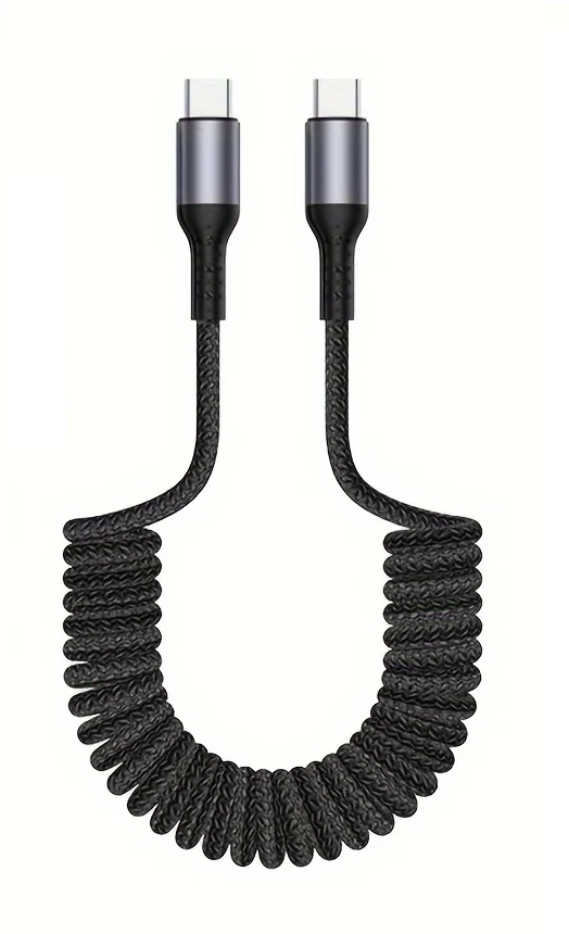 Cabo USB-C 100W design mola carregamento rápido PD transferência de dados