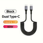 Cabo USB-C 100W design mola carregamento rápido PD transferência de dados