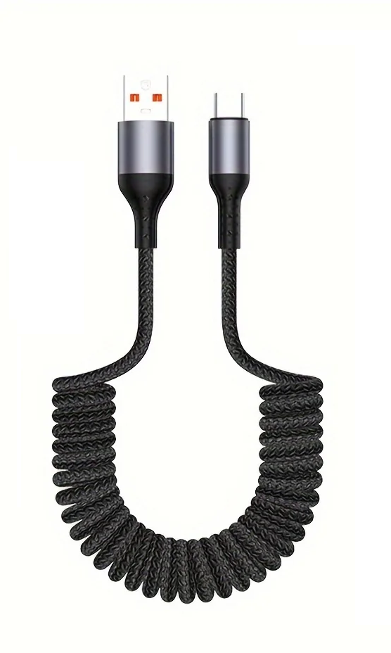 Cabo USB-C 100W design mola carregamento rápido PD transferência de dados