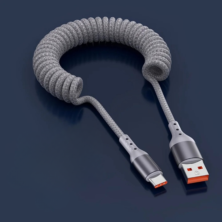Cabo USB-C 100W design mola carregamento rápido PD transferência de dados