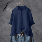 Camisa feminina folgada com botões em várias cores