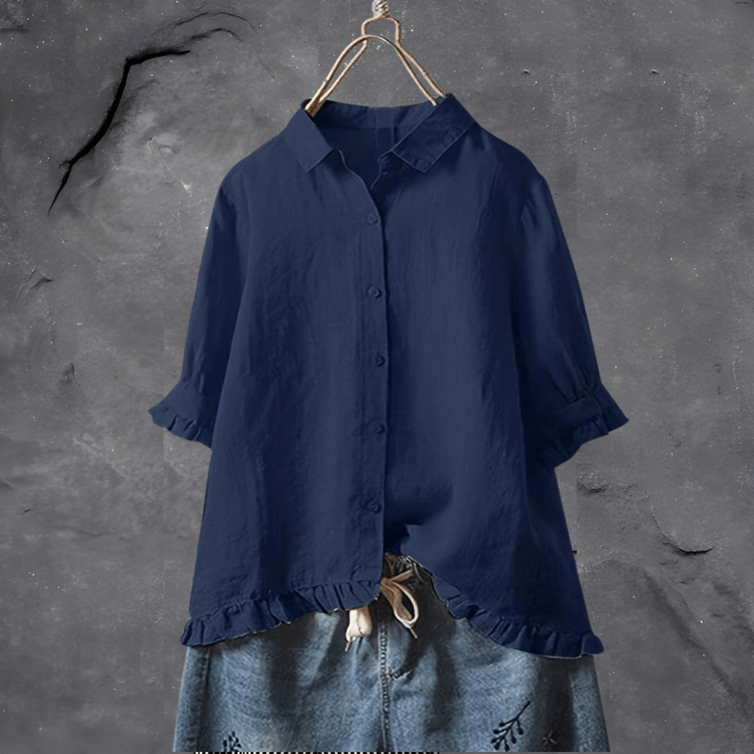Camisa feminina folgada com botões em várias cores