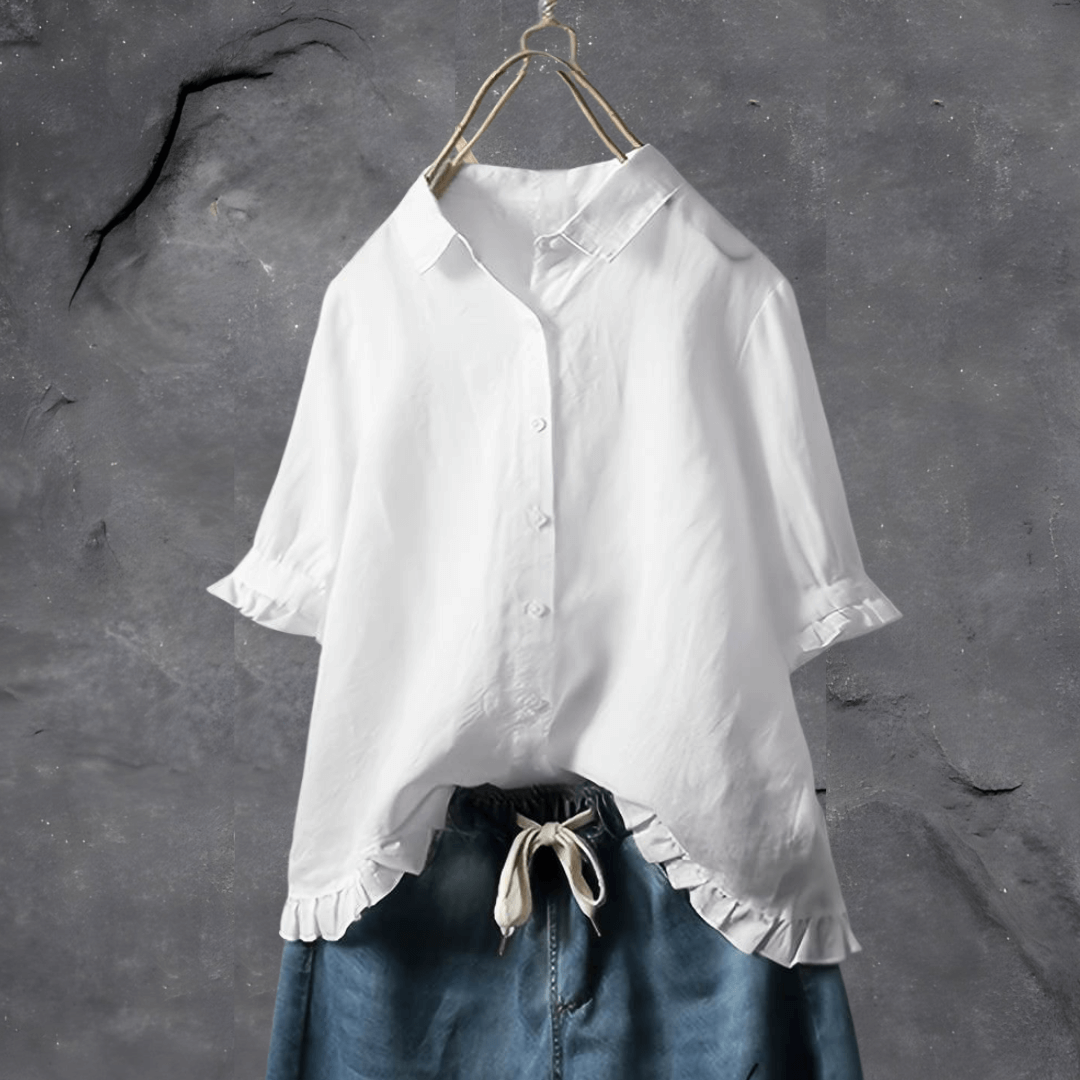 Camisa feminina folgada com botões em várias cores
