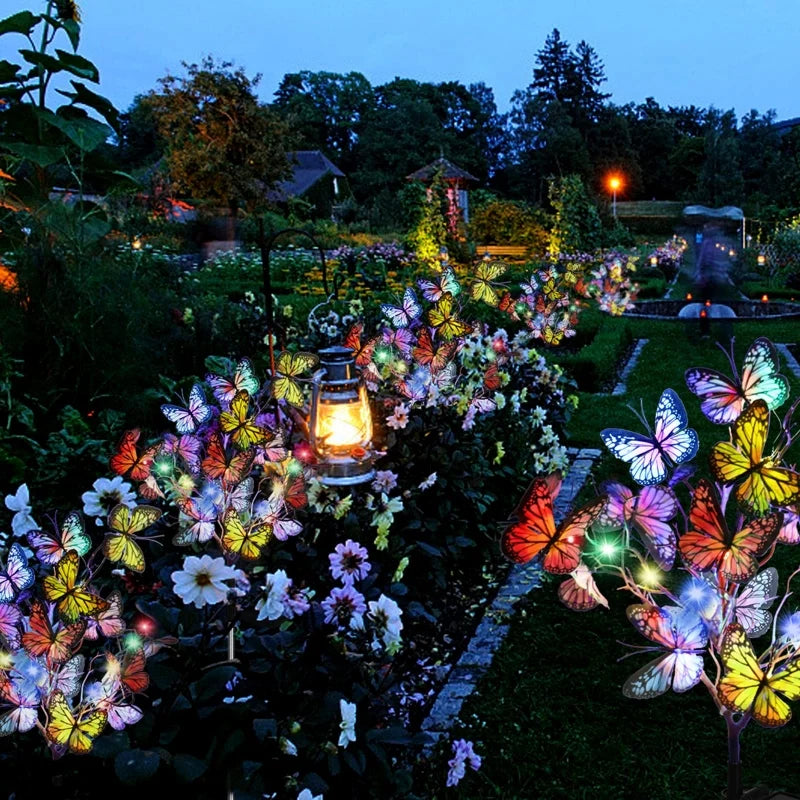 Luzes solares de borboleta para jardim, 56 LEDs, IP65, decoração exterior