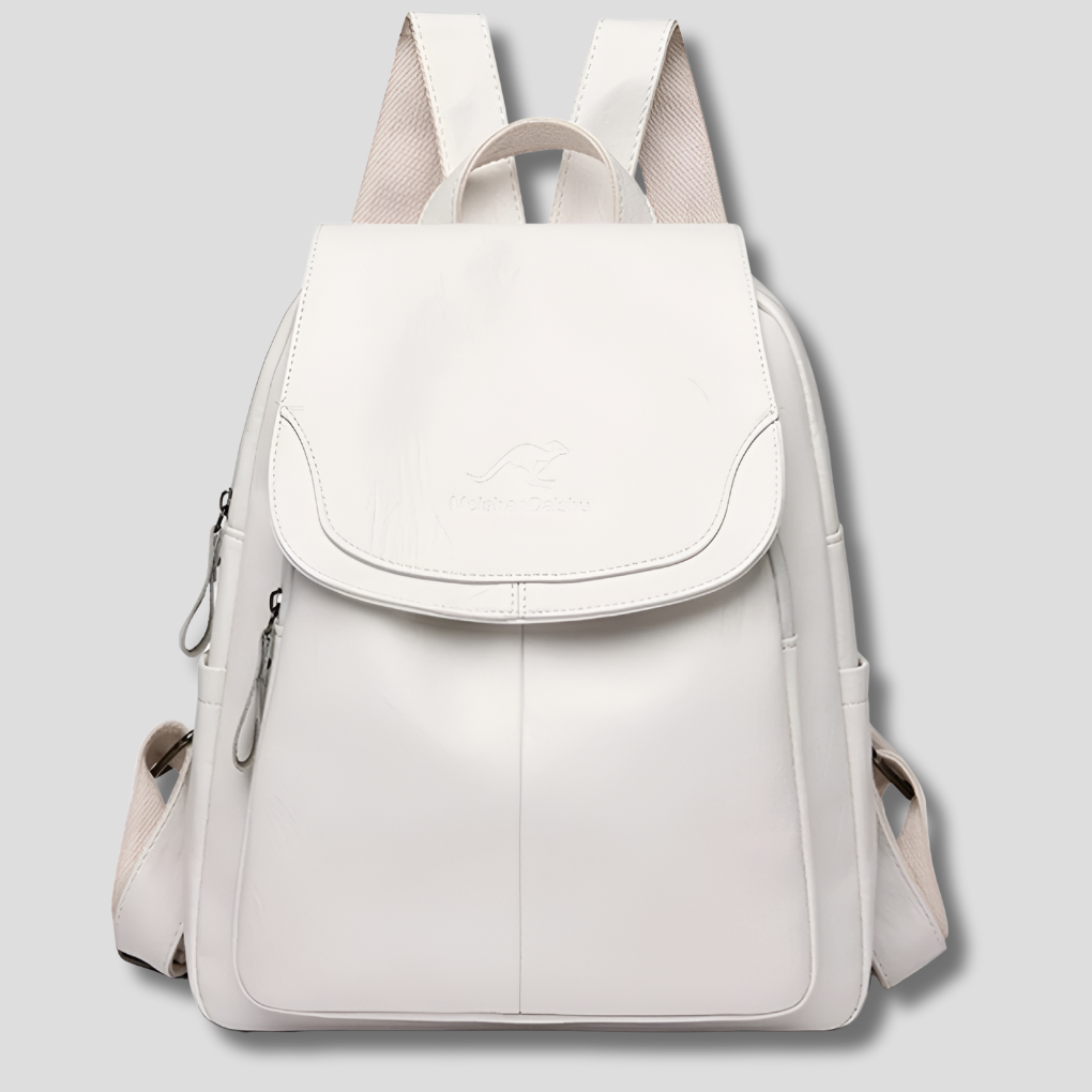 Mochila de couro antifurto feminina com textura em relevo e alças reguláveis